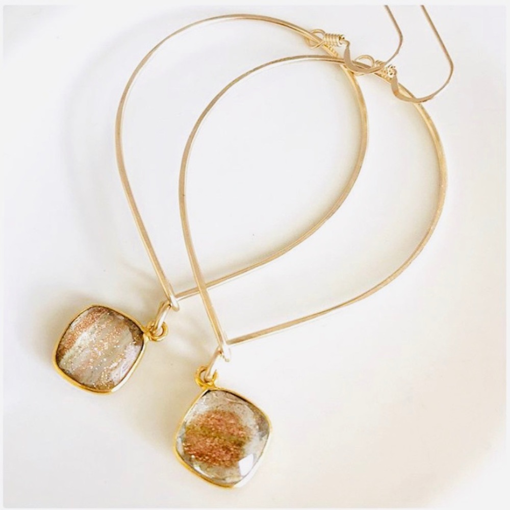 14k filled with copper infused crystals earrings